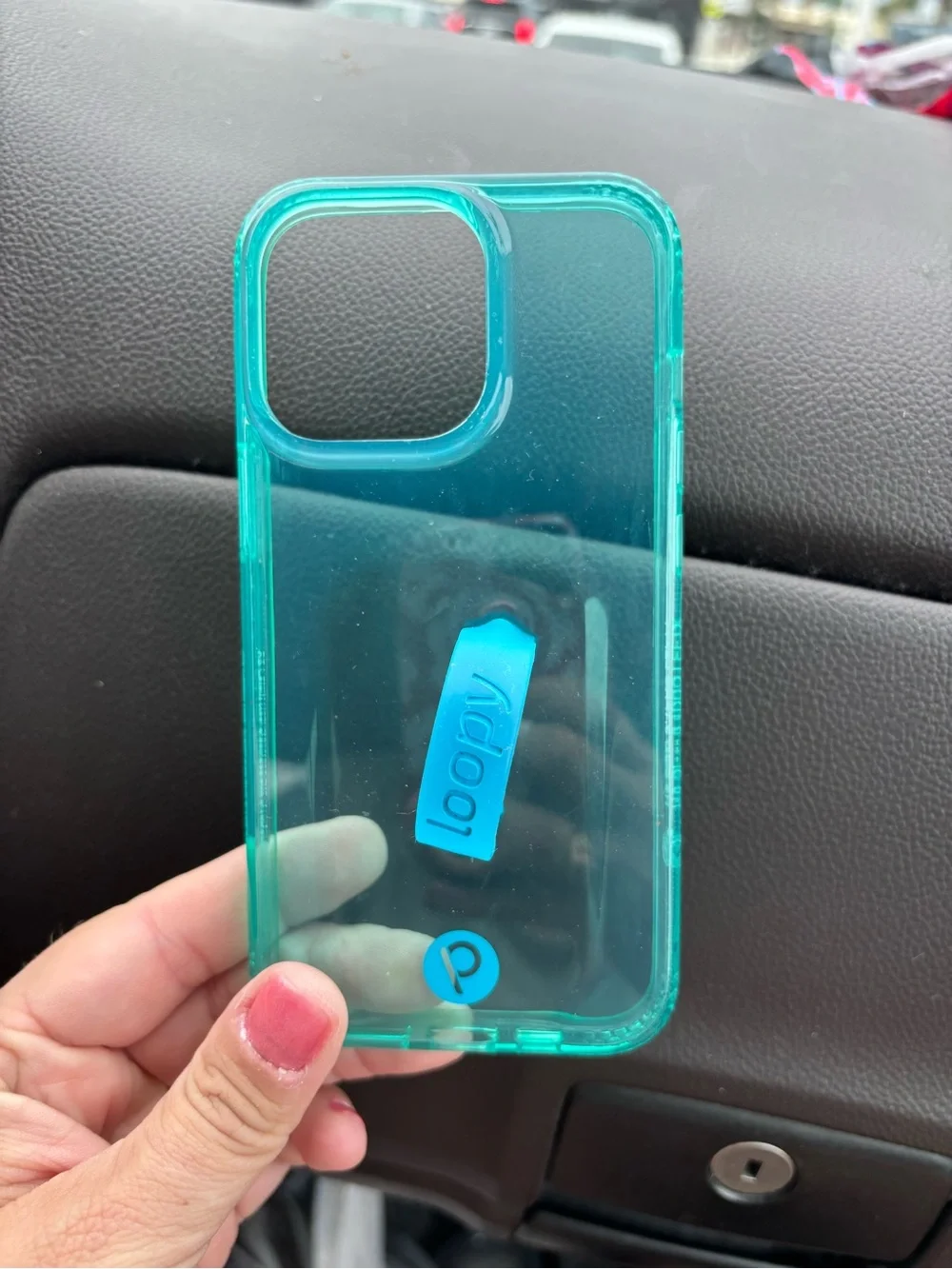 Loopy Case Teal Transparent Phone Case with Blue Strap